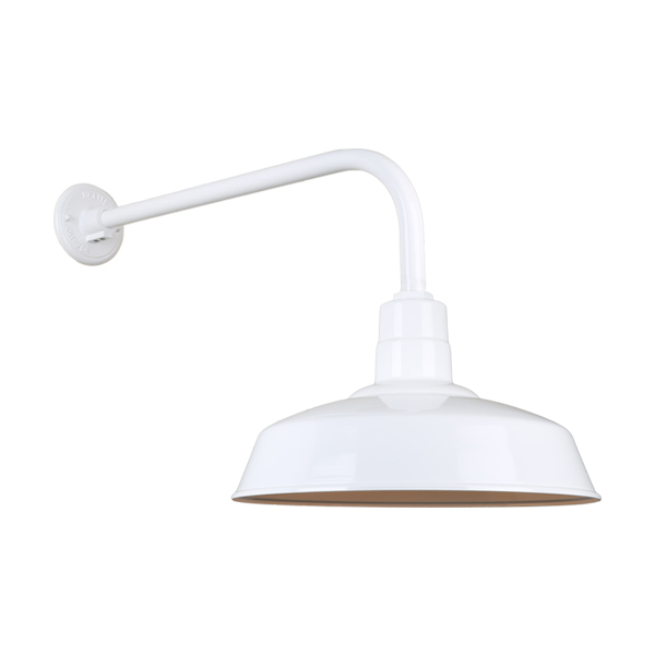 Hi Lite Warehouse One Light Outdoor Gooseneck Light in White - H-QSN15118-SA-93/QSNB-13-93