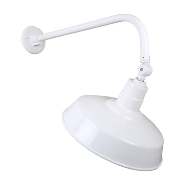 Hi Lite Warehouse One Light Outdoor Gooseneck Light in White - H-QSN15118-SA-93/QSNB-13-93/QSNSK-93