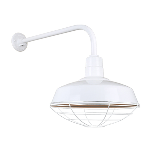 Hi Lite Warehouse One Light Outdoor Gooseneck Light in White - H-QSN15118-SA-93/QSNB-13-93/QSNWGR-18``-93