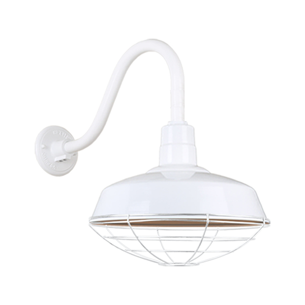 Hi Lite Warehouse One Light Outdoor Gooseneck Light in White - H-QSN15118-SA-93/QSNB-42-93/QSNWGR-18``-93
