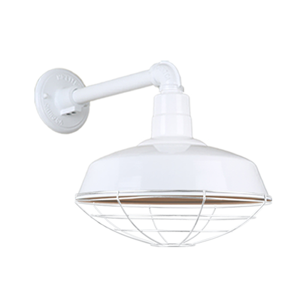 Hi Lite Warehouse One Light Outdoor Gooseneck Light in White - H-QSN15118-SA-93/QSNB-44-93/QSNWGR-18``-93