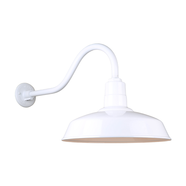 Hi Lite Warehouse One Light Outdoor Gooseneck Light in White - H-QSN15118-SA-93/QSNHL-A-93