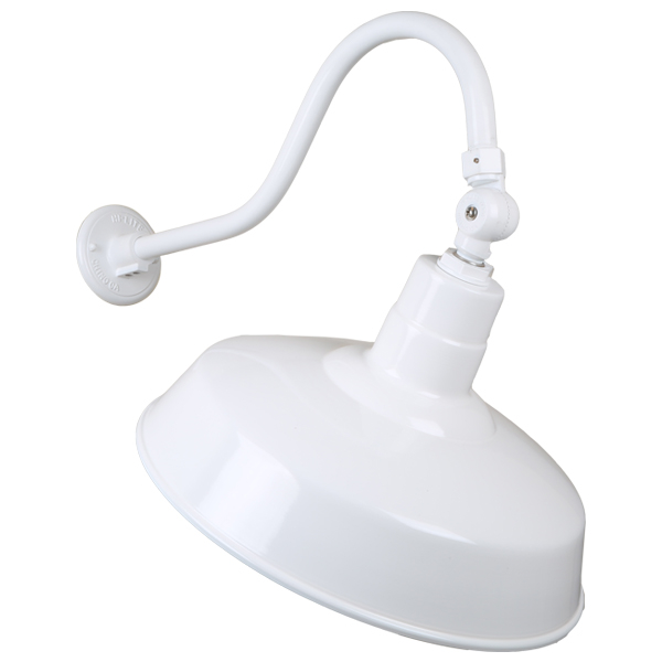 Hi Lite Warehouse One Light Outdoor Gooseneck Light in White - H-QSN15118-SA-93/QSNHL-A-93/QSNSK-93