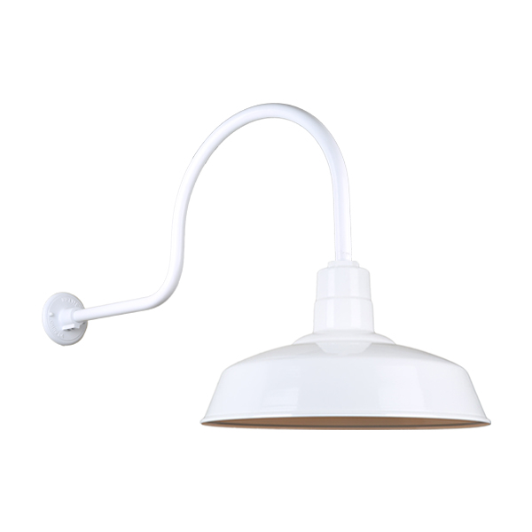 Hi Lite Warehouse One Light Outdoor Gooseneck Light in White - H-QSN15118-SA-93/QSNHL-C-93