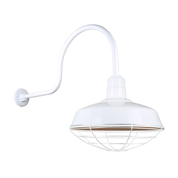 Hi Lite Warehouse One Light Outdoor Gooseneck Light in White - H-QSN15118-SA-93/QSNHL-C-93/QSNWGR-18``-93