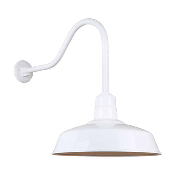 Hi Lite Warehouse One Light Outdoor Gooseneck Light in White - H-QSN15118-SA-93/QSNHL-H-93
