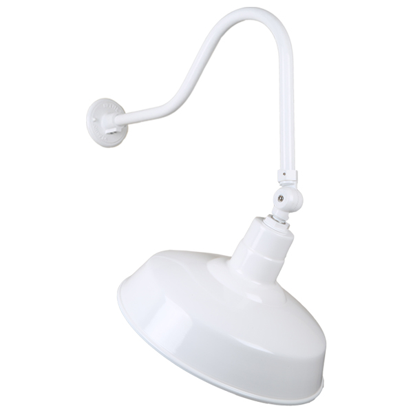 Hi Lite Warehouse One Light Outdoor Gooseneck Light in White - H-QSN15118-SA-93/QSNHL-H-93/QSNSK-93