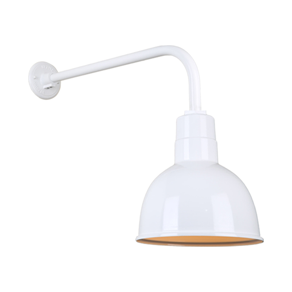 Hi Lite Deep Bowl Shade One Light Outdoor Gooseneck Light in White - H-QSN16110-SA-93/QSNB-13-93