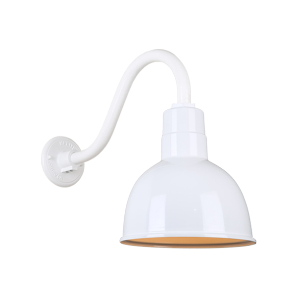 Hi Lite Deep Bowl Shade One Light Outdoor Gooseneck Light in White - H-QSN16110-SA-93/QSNB-42-93