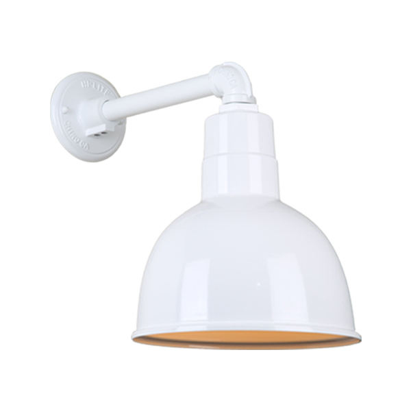 Hi Lite Deep Bowl Shade One Light Outdoor Gooseneck Light in White - H-QSN16110-SA-93/QSNB-44-93