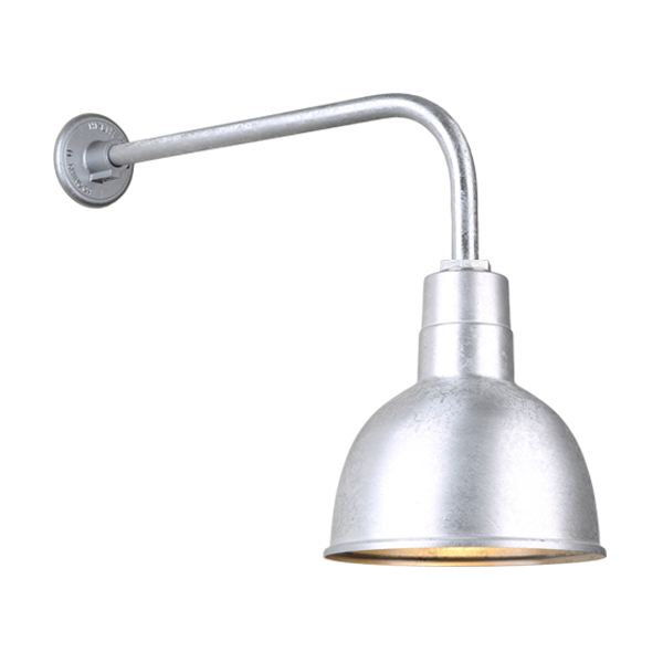 Hi Lite Deep Bowl Shade One Light Outdoor Gooseneck Light in Galvanized - H-QSN16110-SA-96/QSNB-13-96
