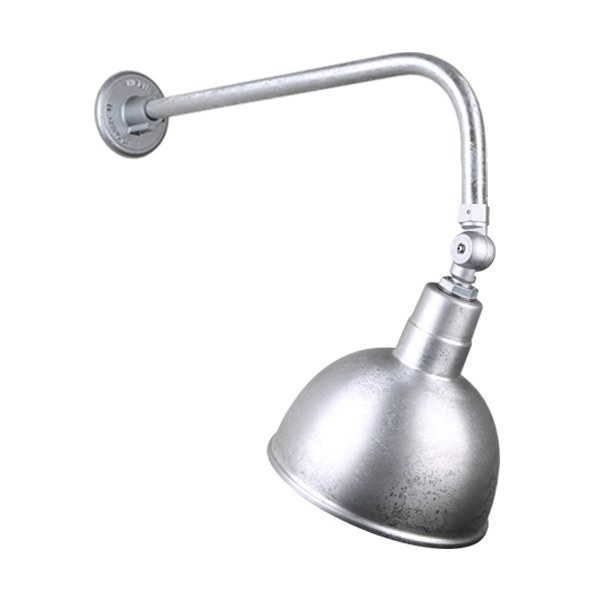 Hi Lite Deep Bowl Shade One Light Outdoor Gooseneck Light in Galvanized - H-QSN16110-SA-96/QSNB-13-96/QSNSK-96