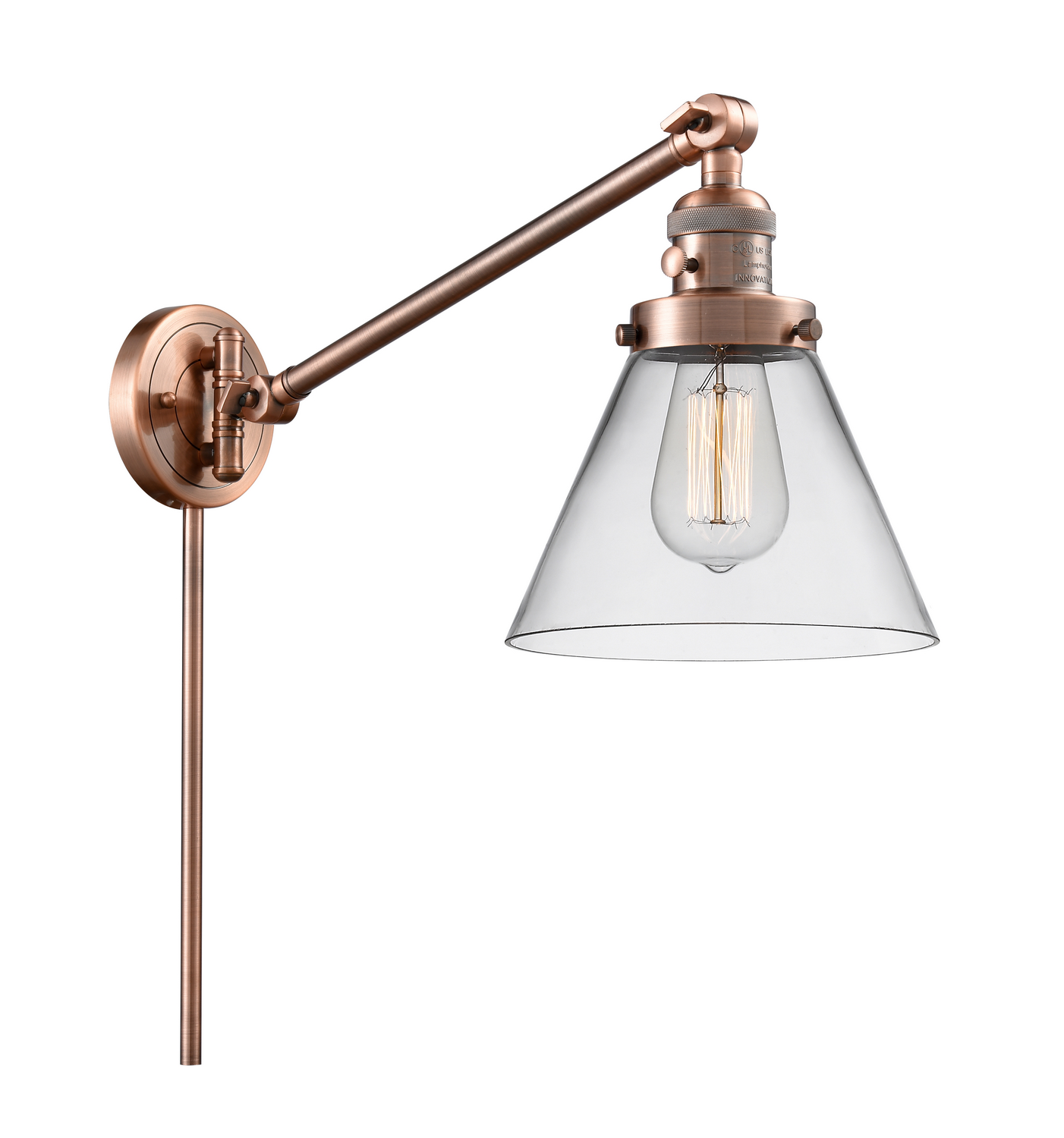 One Light Swing Arm by Innovations - Franklin Restoration Collection, Antique Copper Finish - 237-AC-G42
