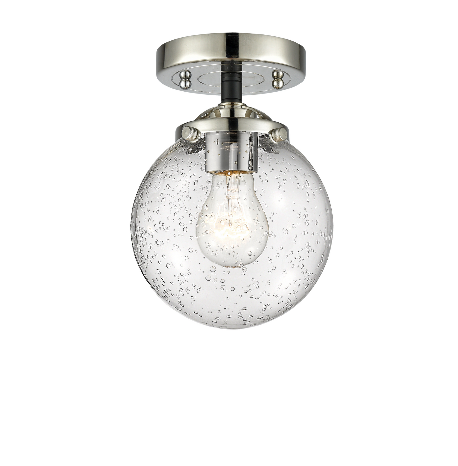 One Light Semi-Flush Mount by Innovations - Nouveau Collection, Black Polished Nickel Finish - 284-1C-BPN-G204-6