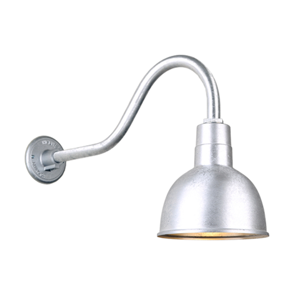Hi Lite Deep Bowl Shade One Light Outdoor Gooseneck Light in Galvanized - H-QSN16110-SA-96/QSNHL-A-96