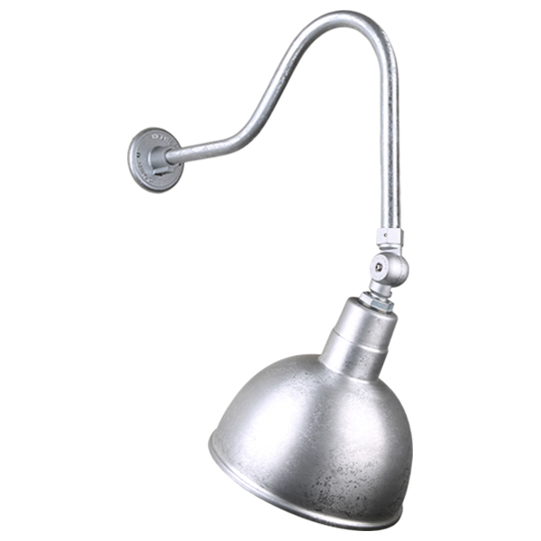 Hi Lite Deep Bowl Shade One Light Outdoor Gooseneck Light in Galvanized - H-QSN16110-SA-96/QSNHL-H-96/QSNSK-96