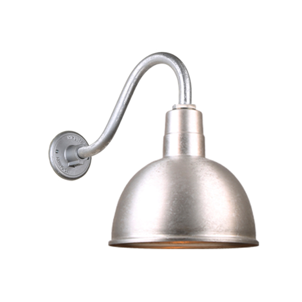 Hi Lite Deep Bowl Shade One Light Outdoor Gooseneck Light in Galvanized - H-QSN16112-SA-96/QSNB-42-96