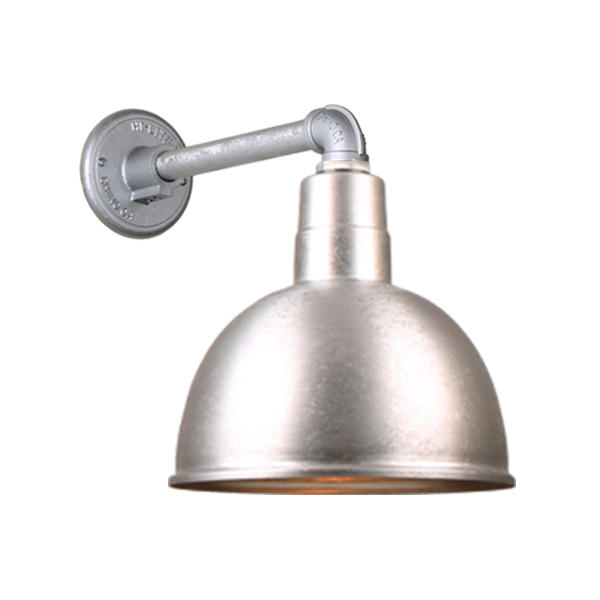 Hi Lite Deep Bowl Shade One Light Outdoor Gooseneck Light in Galvanized - H-QSN16112-SA-96/QSNB-44-96