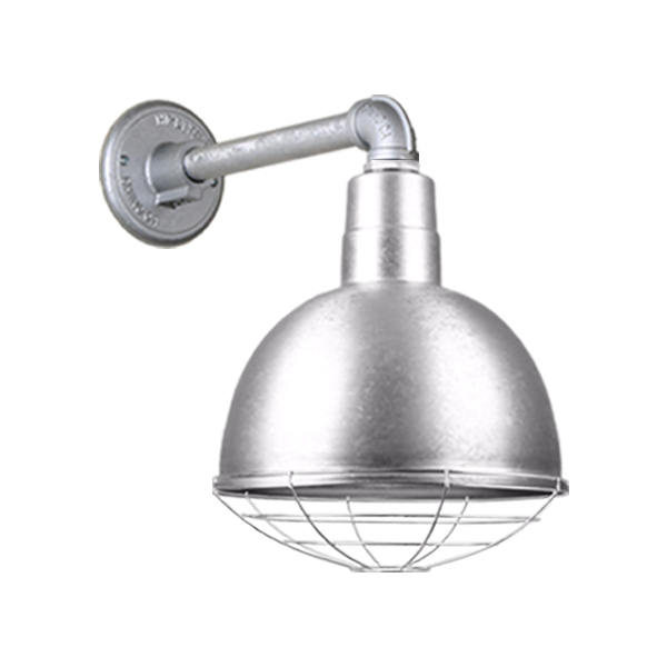 Hi Lite Deep Bowl Shade One Light Outdoor Gooseneck Light in Galvanized - H-QSN16112-SA-96/QSNB-44-96/QSNWGR-12``-96
