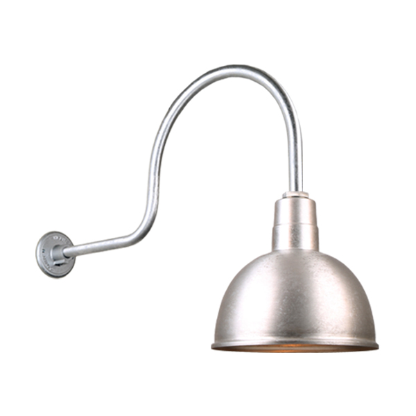 Hi Lite Deep Bowl Shade One Light Outdoor Gooseneck Light in Galvanized - H-QSN16112-SA-96/QSNHL-C-96