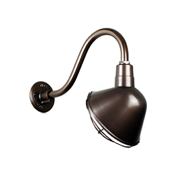 Hi Lite Angle Shade One Light Outdoor Gooseneck Light in Oil Rubbed Bronze - H-QSN18112-SA-145/QSNB-42-145/QSNWGR-12``-145