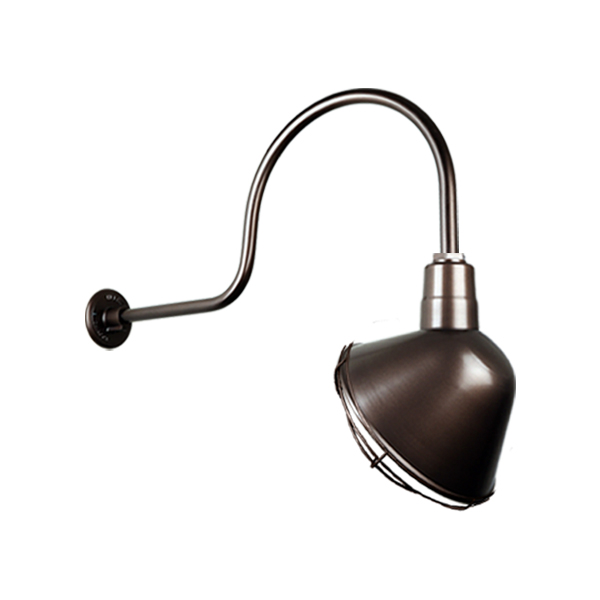 Hi Lite Angle Shade One Light Outdoor Gooseneck Light in Oil Rubbed Bronze - H-QSN18112-SA-145/QSNHL-C-145/QSNWGR-12``-145
