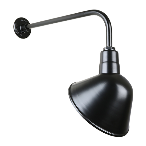 Hi Lite Angle Shade One Light Outdoor Gooseneck Light in Black - H-QSN18112-SA-91/QSNB-13-91