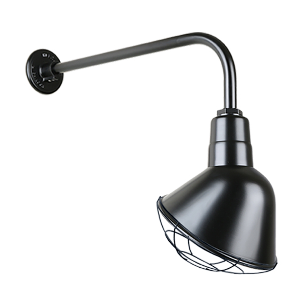 Hi Lite Angle Shade One Light Outdoor Gooseneck Light in Black - H-QSN18112-SA-91/QSNB-13-91/QSNWGR-12``-91