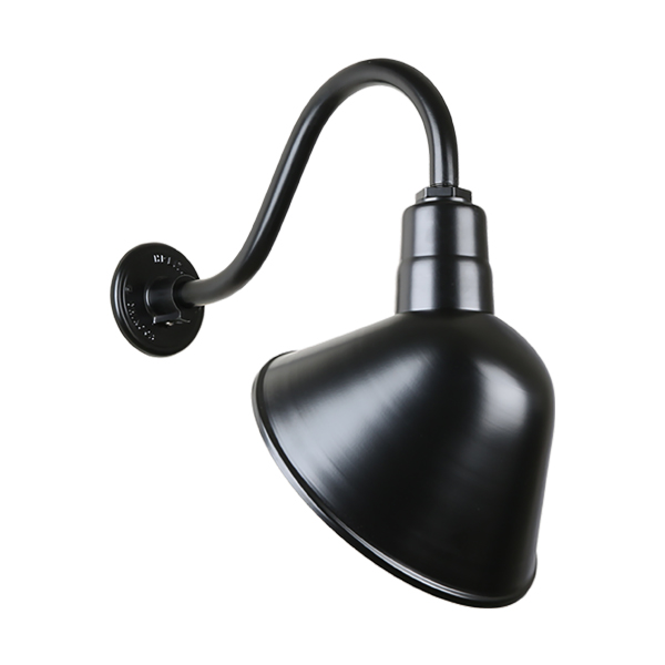 Hi Lite Angle Shade One Light Outdoor Gooseneck Light in Black - H-QSN18112-SA-91/QSNB-42-91