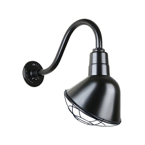 Hi Lite Angle Shade One Light Outdoor Gooseneck Light in Black - H-QSN18112-SA-91/QSNB-42-91/QSNWGR-12``-91
