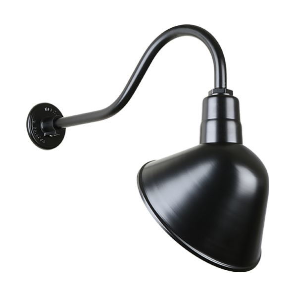Hi Lite Angle Shade One Light Outdoor Gooseneck Light in Black - H-QSN18112-SA-91/QSNHL-A-91