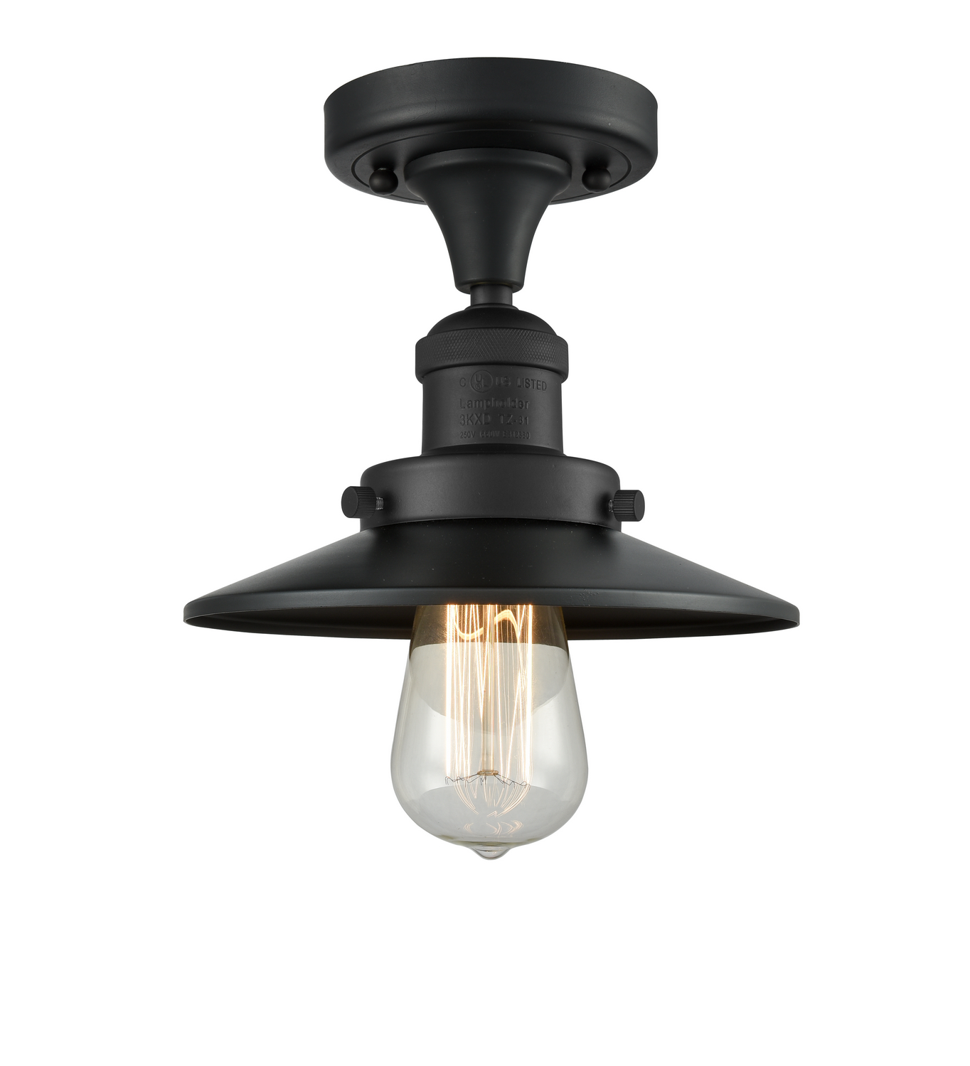 One Light Semi-Flush Mount by Innovations - Franklin Restoration Collection, Matte Black Finish - 517-1CH-BK-M6