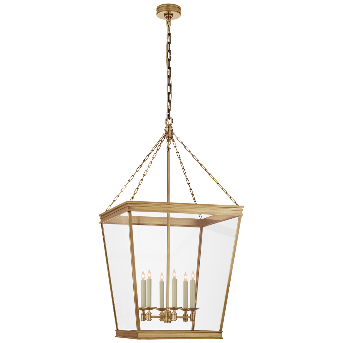 Visual Comfort Signature Launceton Six Light Lantern in Antique-Burnished Brass - CHC 5612AB-CG
