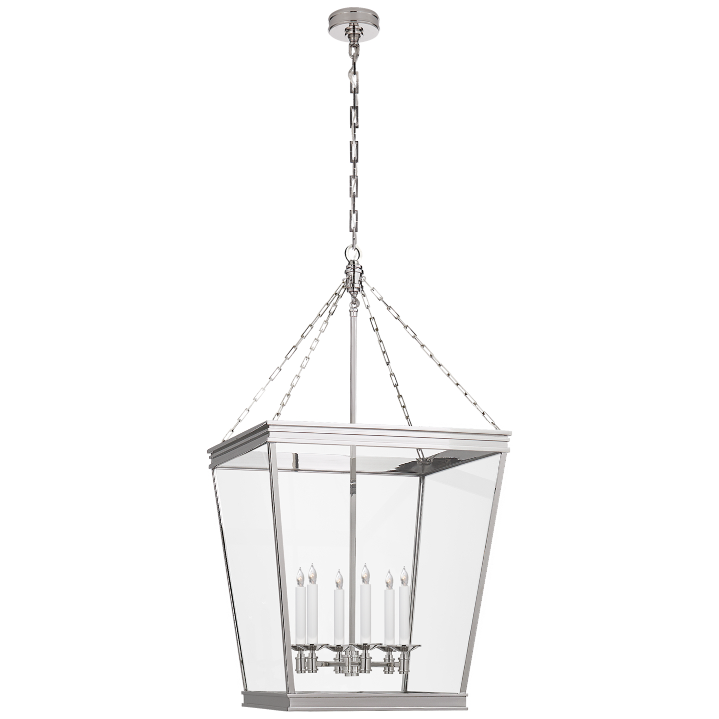 Visual Comfort Signature Launceton Six Light Lantern in Polished Nickel - CHC 5612PN-CG