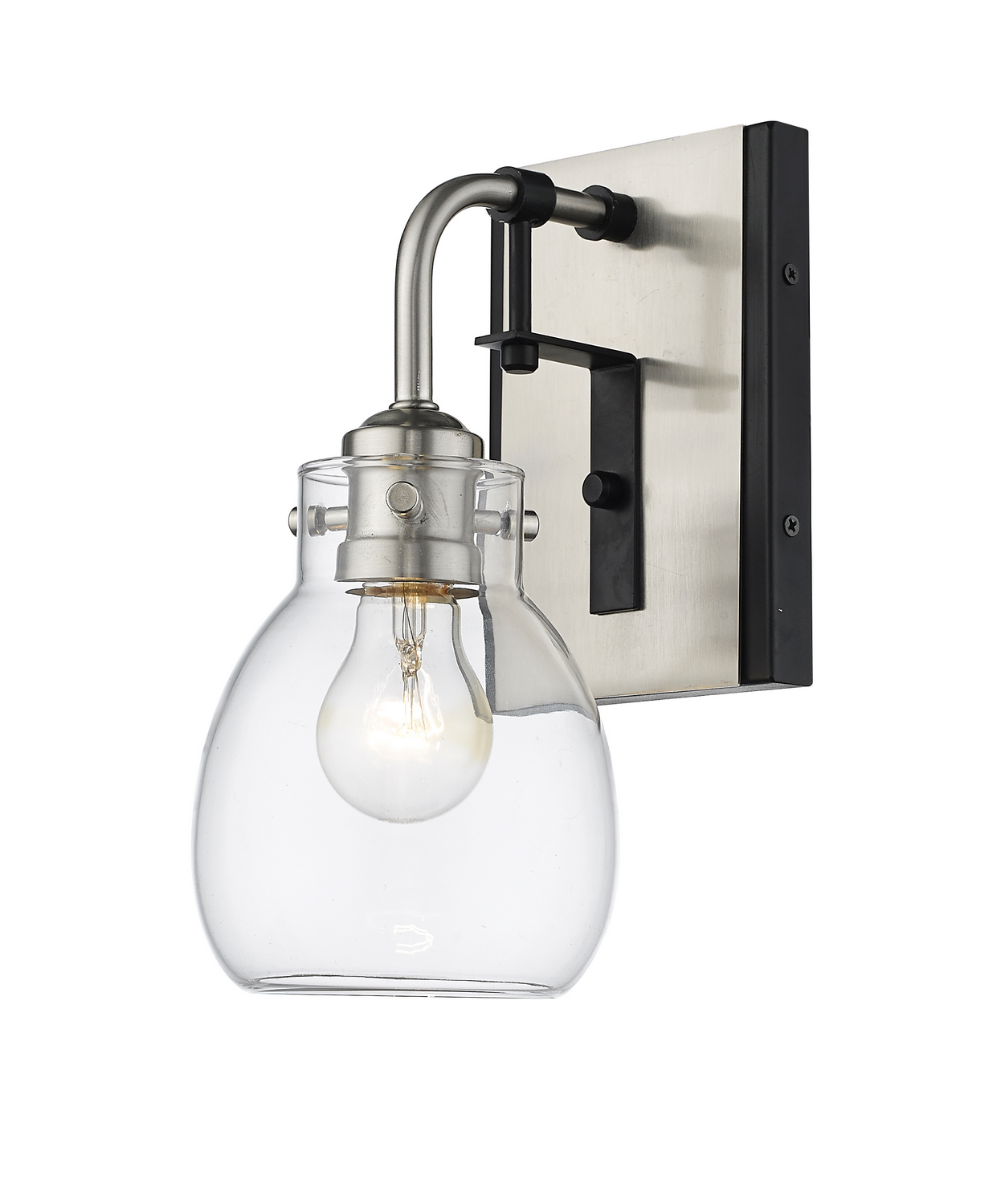 One Light Wall Sconce by Z-Lite - Kraken Collection, Matte Black + Brushed Nickel Finish - 466-1S-MB-BN