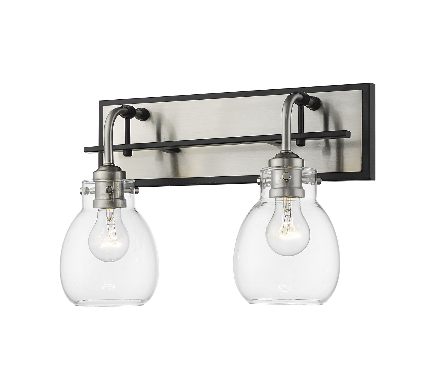 Two Light Wall Sconce by Z-Lite - Kraken Collection, Matte Black + Brushed Nickel Finish - 466-2S-MB-BN