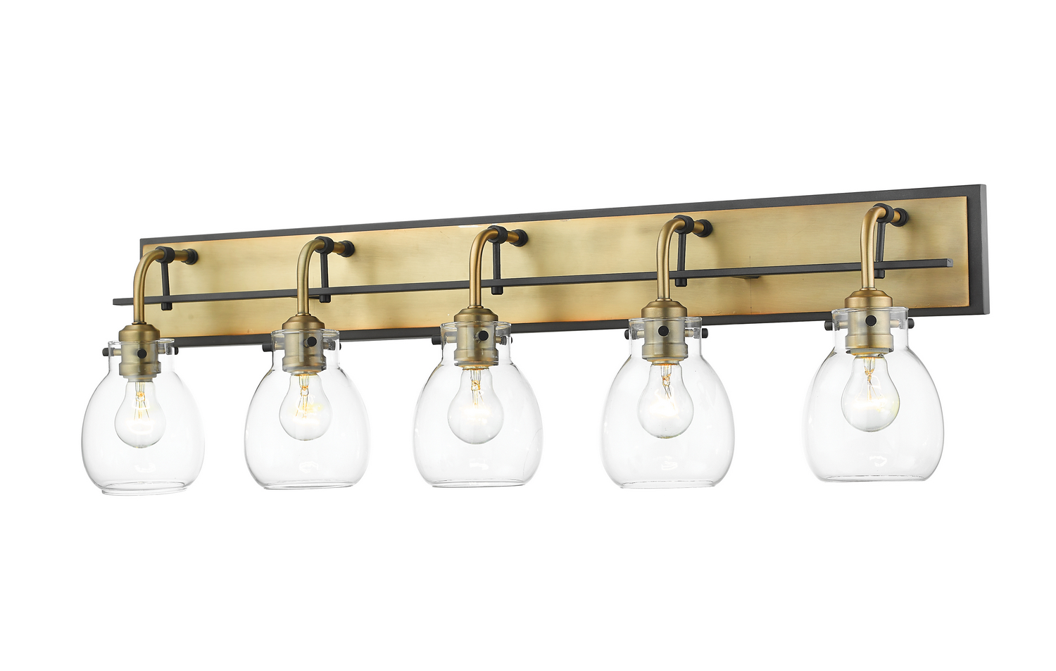 Five Light Vanity by Z-Lite - Kraken Collection, Matte Black + Olde Brass Finish - 466-5V-MB-OBR