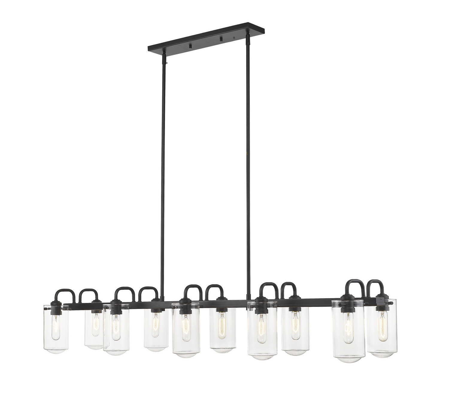 Ten Light Linear Chandelier by Z-Lite - Delaney Collection, Matte Black Finish - 471-10L-MB