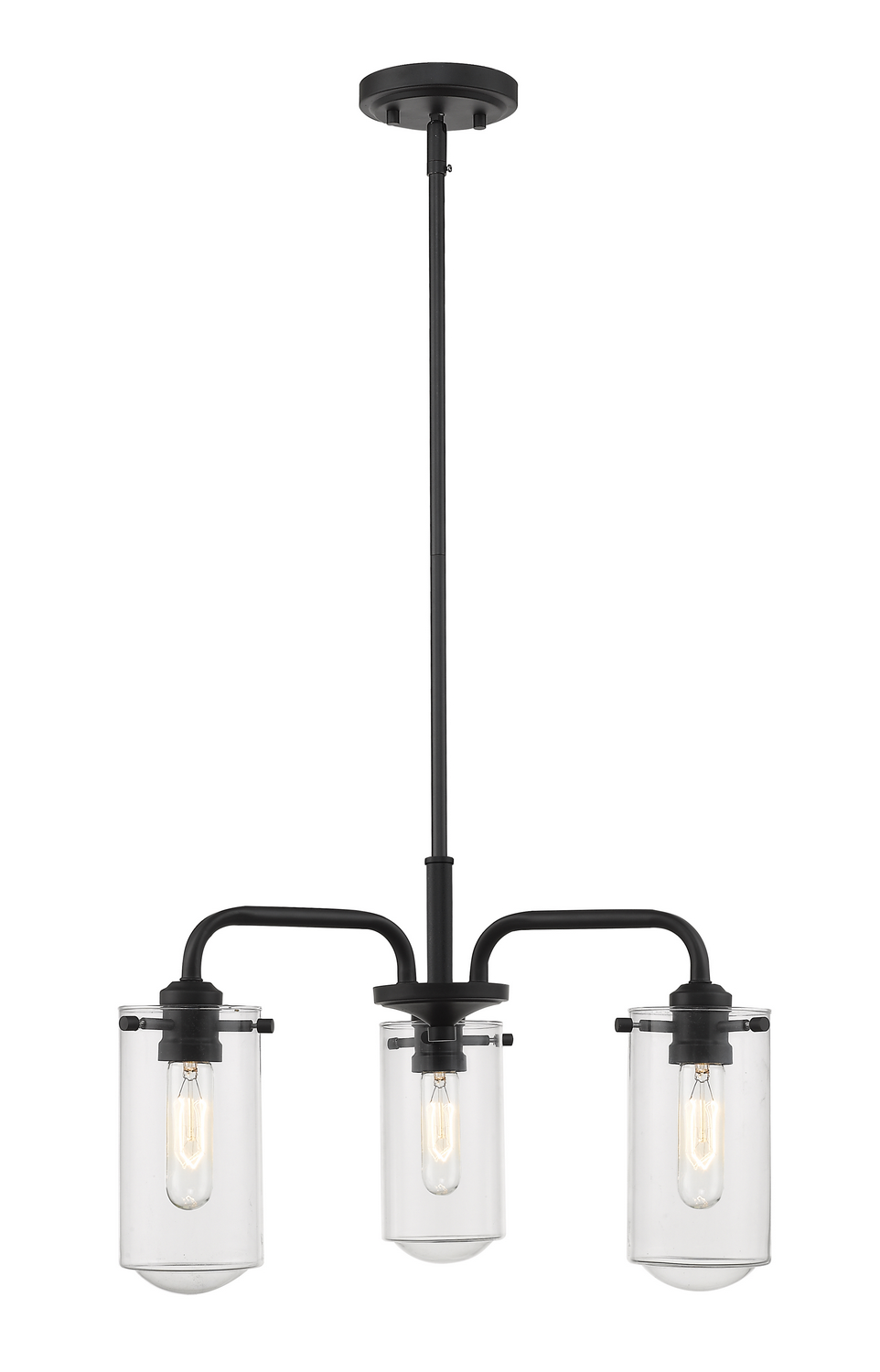 Three Light Chandelier by Z-Lite - Delaney Collection, Matte Black Finish - 471-3MB