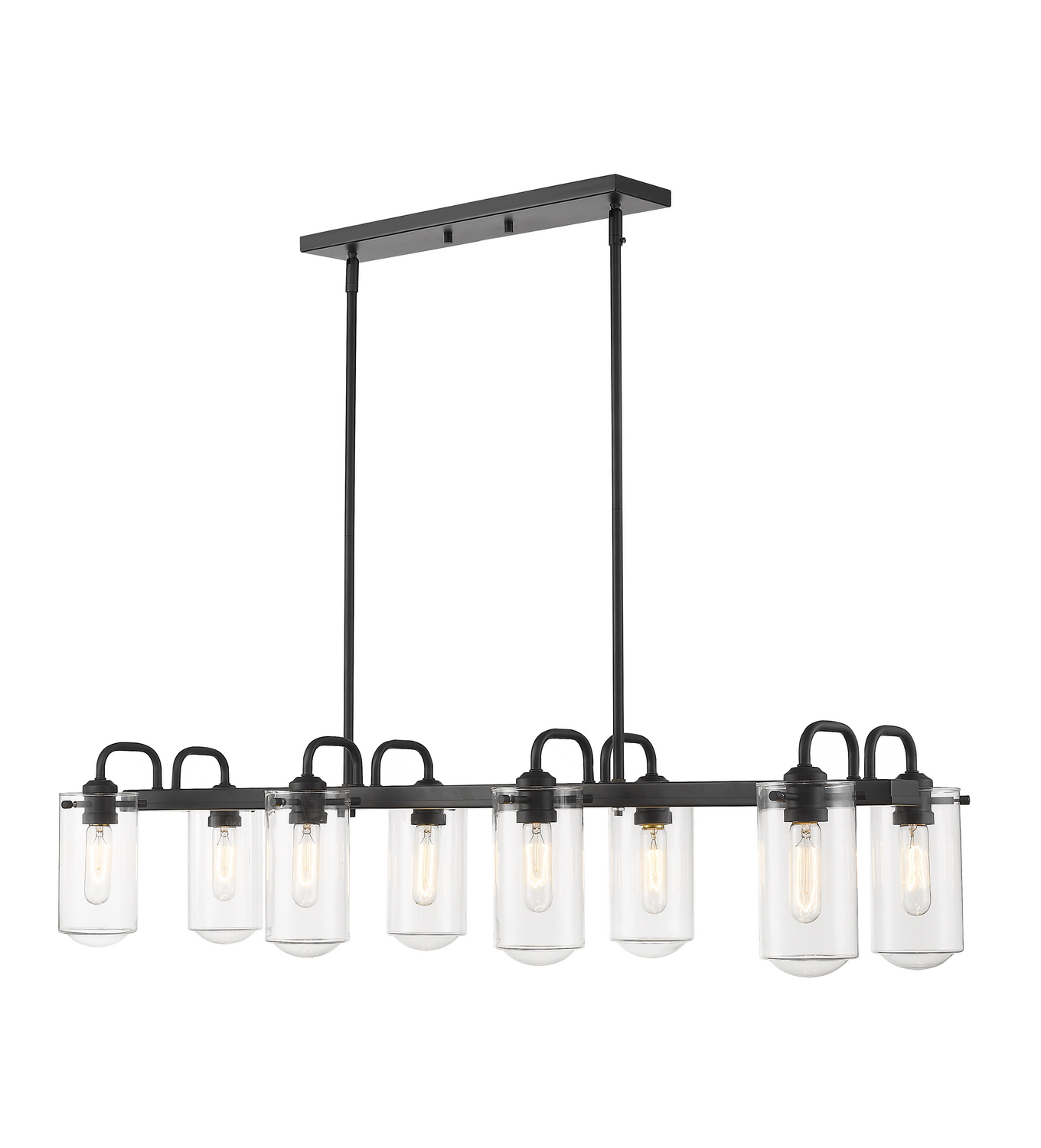 Eight Light Linear Chandelier by Z-Lite - Delaney Collection, Matte Black Finish - 471-8L-MB
