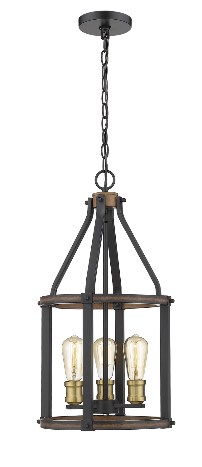 Three Light Pendant by Z-Lite - Kirkland Collection, Rustic Mahogany Finish - 472-3P-RM