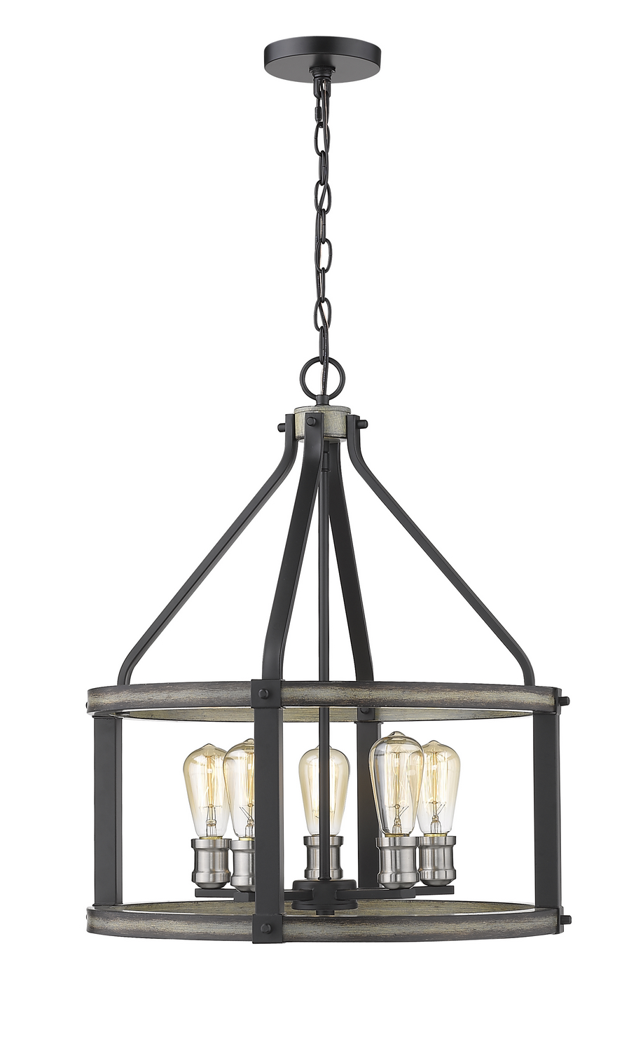 Five Light Chandelier by Z-Lite - Kirkland Collection, Ashen Barnboard Finish - 472-5D-ABB