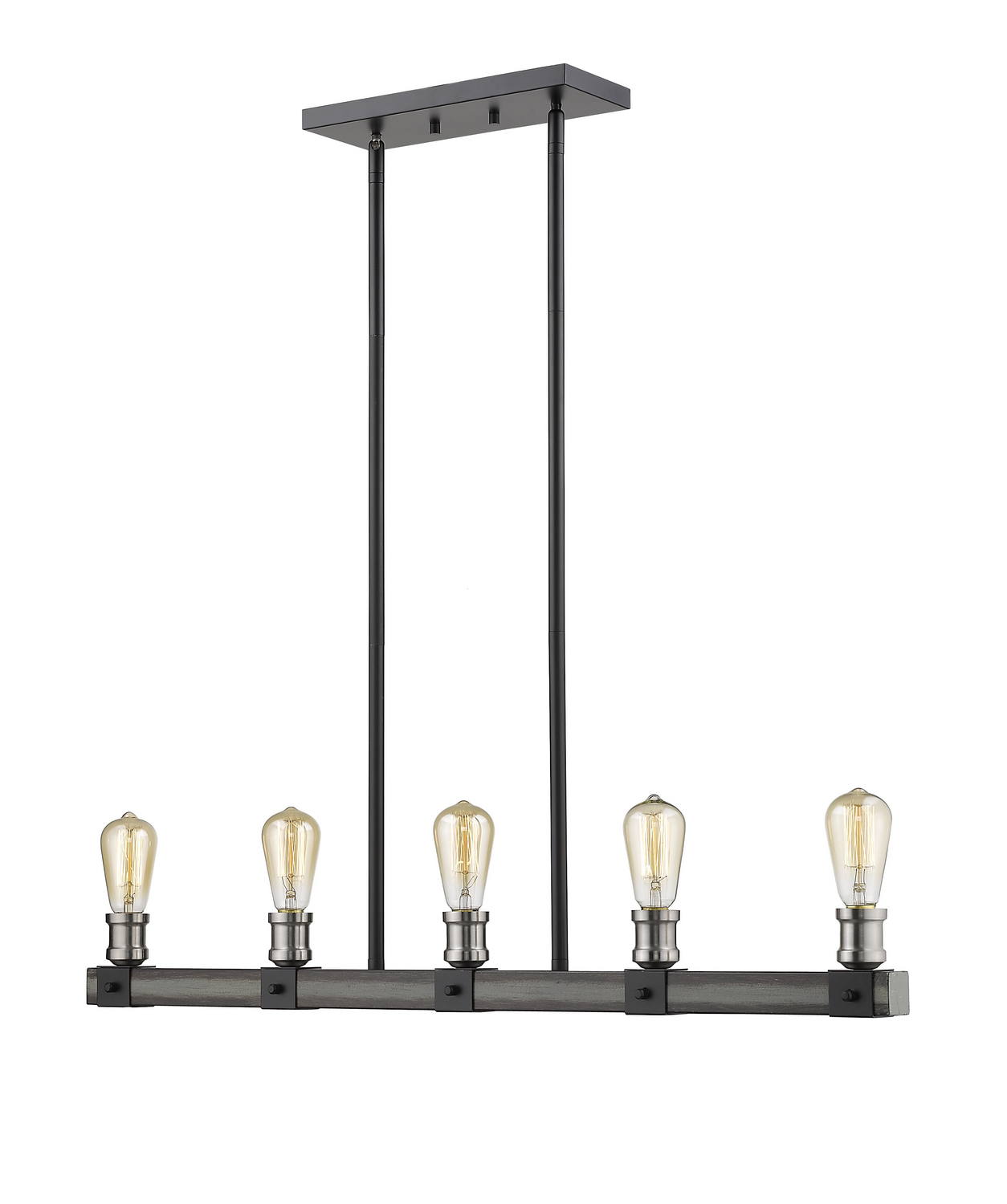 Five Light Linear Chandelier by Z-Lite - Kirkland Collection, Ashen Barnboard Finish - 472-5L-ABB
