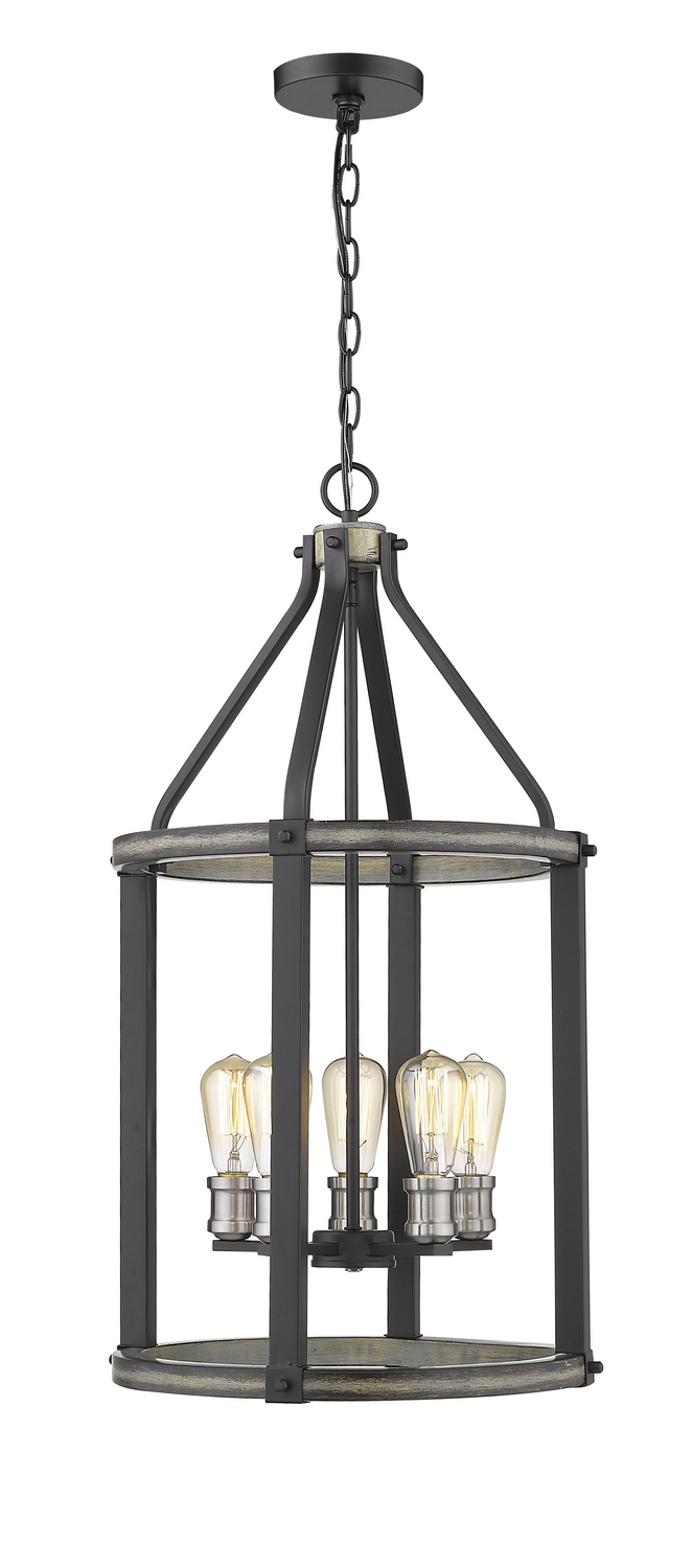 Five Light Chandelier by Z-Lite - Kirkland Collection, Ashen Barnboard Finish - 472-5P-ABB