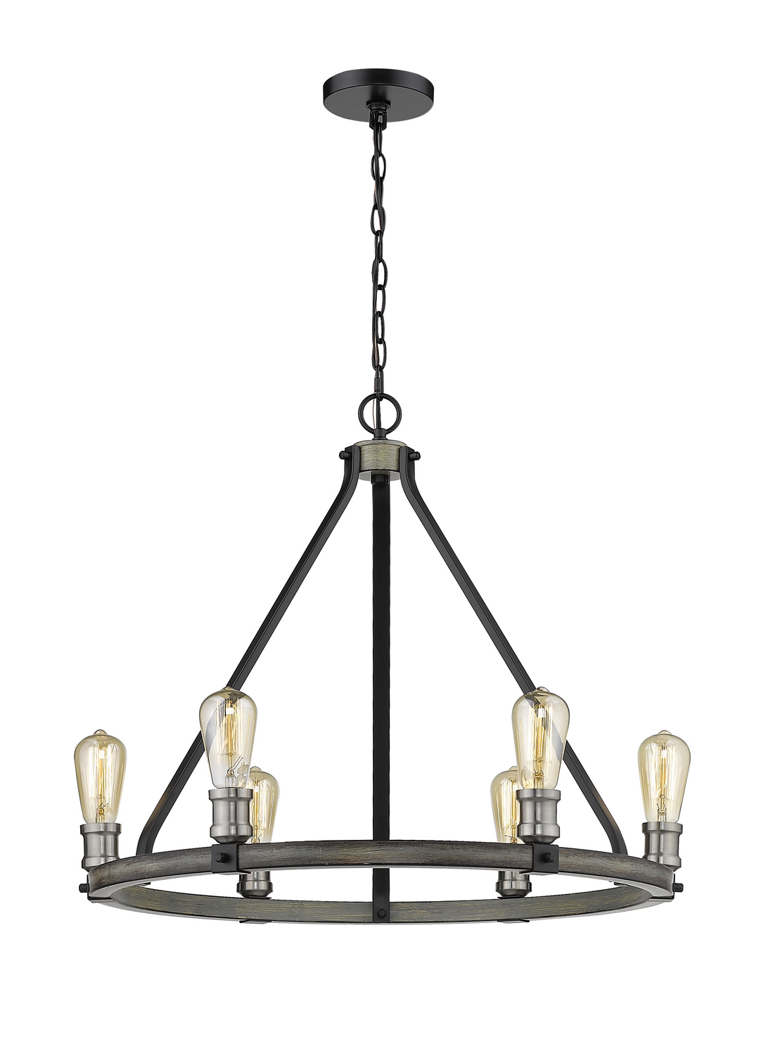 Six Light Chandelier by Z-Lite - Kirkland Collection, Ashen Barnboard Finish - 472-6ABB