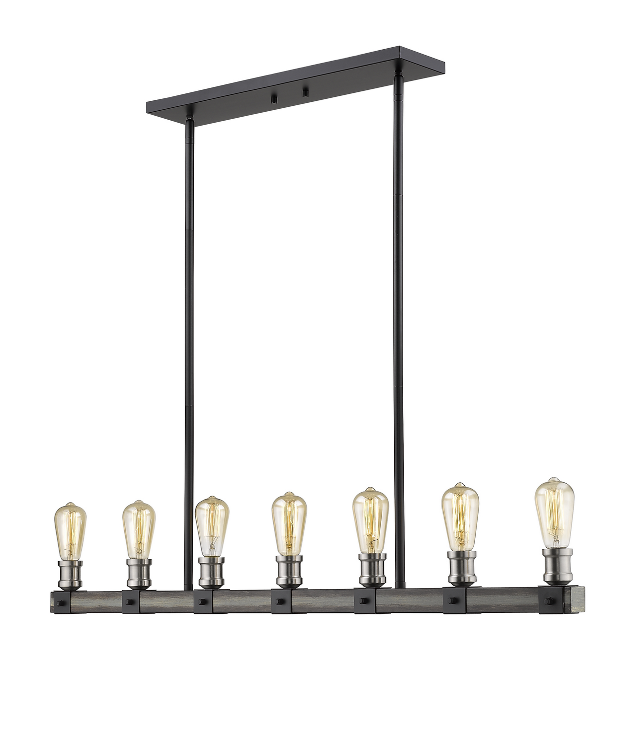 Seven Light Linear Chandelier by Z-Lite - Kirkland Collection, Ashen Barnboard Finish - 472-7L-ABB