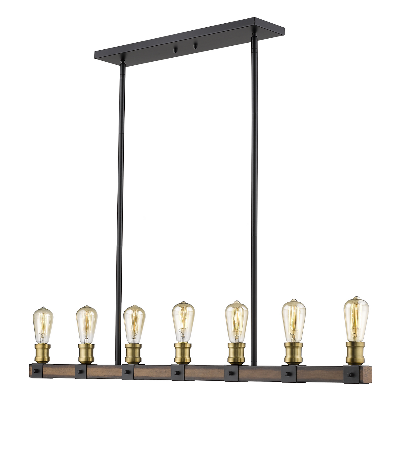 Seven Light Linear Chandelier by Z-Lite - Kirkland Collection, Rustic Mahogany Finish - 472-7L-RM