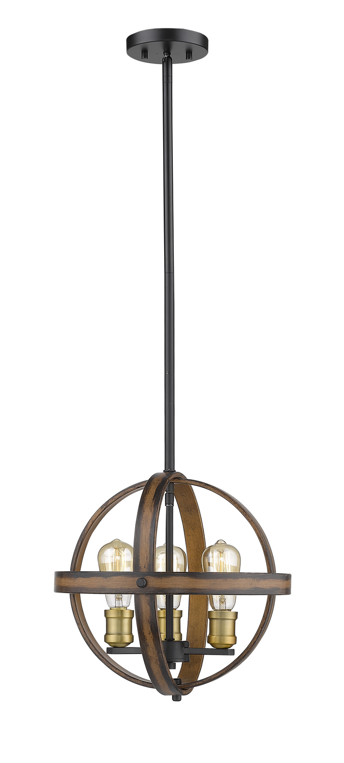 Three Light Pendant by Z-Lite - Kirkland Collection, Rustic Mahogany Finish - 472B14-RM
