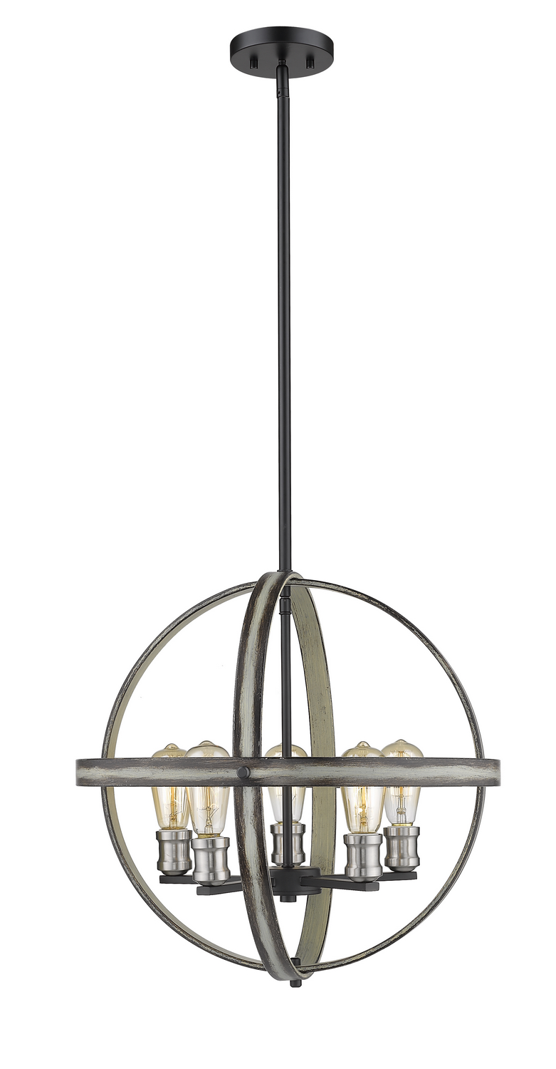 Five Light Chandelier by Z-Lite - Kirkland Collection, Ashen Barnboard Finish - 472B20-ABB