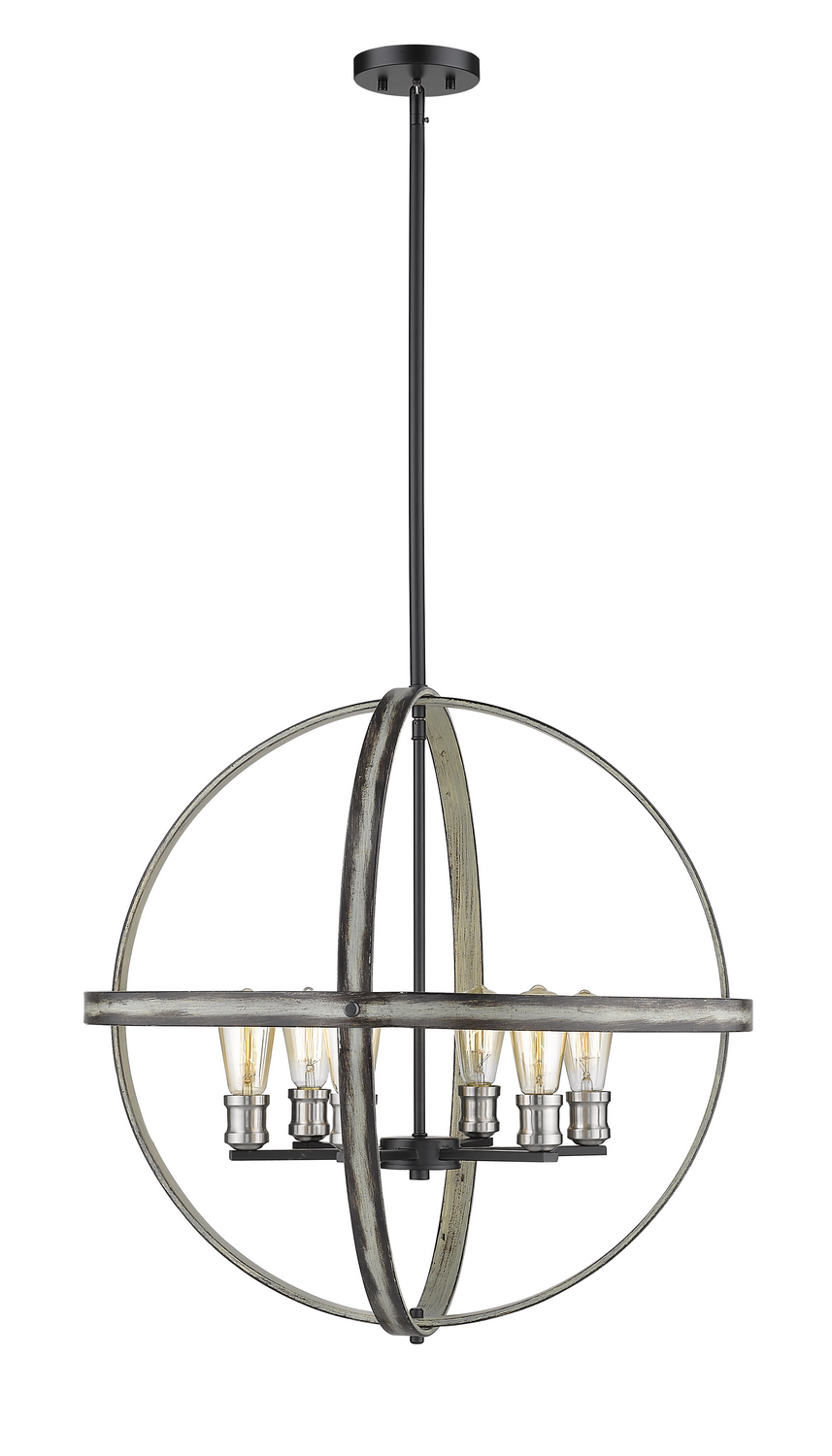 Six Light Chandelier by Z-Lite - Kirkland Collection, Ashen Barnboard Finish - 472B26-ABB